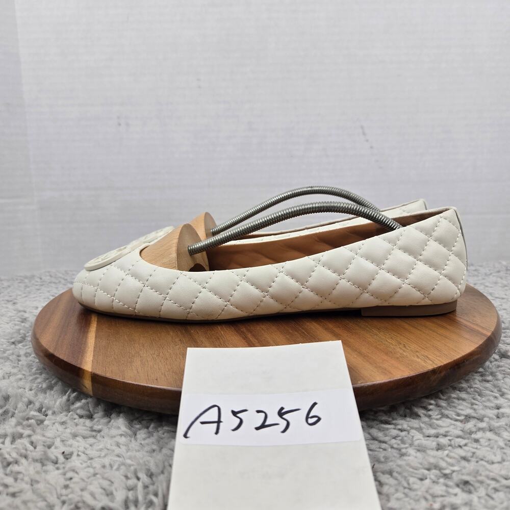 Tory Burch Womens 10.5M Chelsea Quilted New Ivory White Napa Leather Ballet Flat